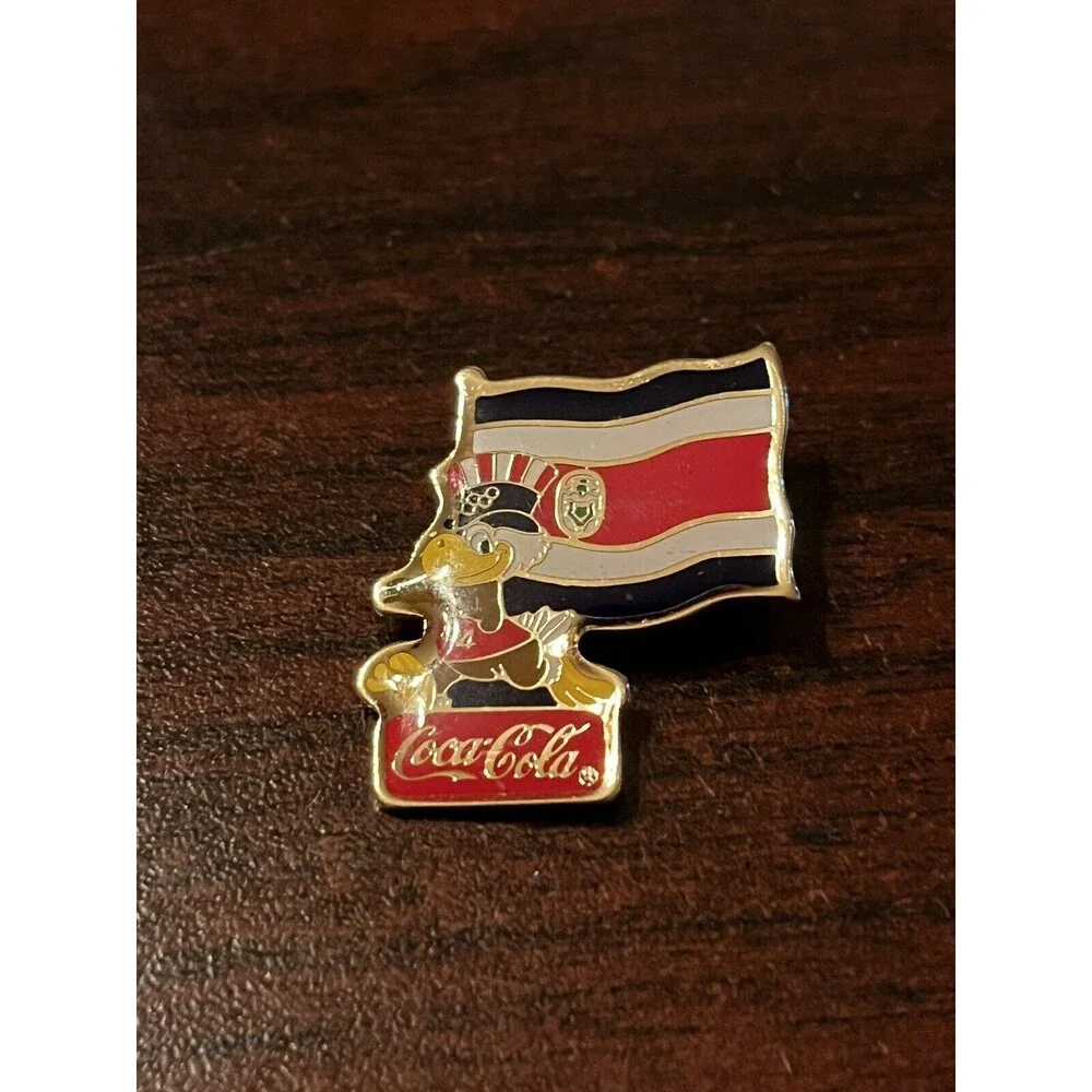 Vintage 1984 Los Angeles Olympics Coca Cola Sam Eagle Costa Rica Flag‎ Lapel Pin